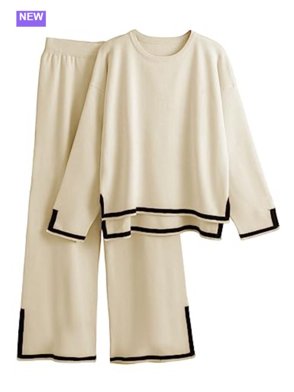 Womens 2 Piece Sweater Lounge Set Wide Leg Pants Tracksuit Knit